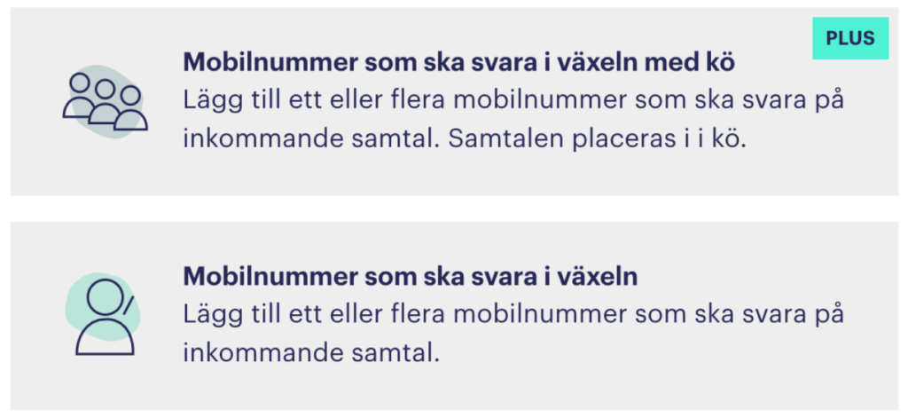 Mobilnummer som svarar i växeln